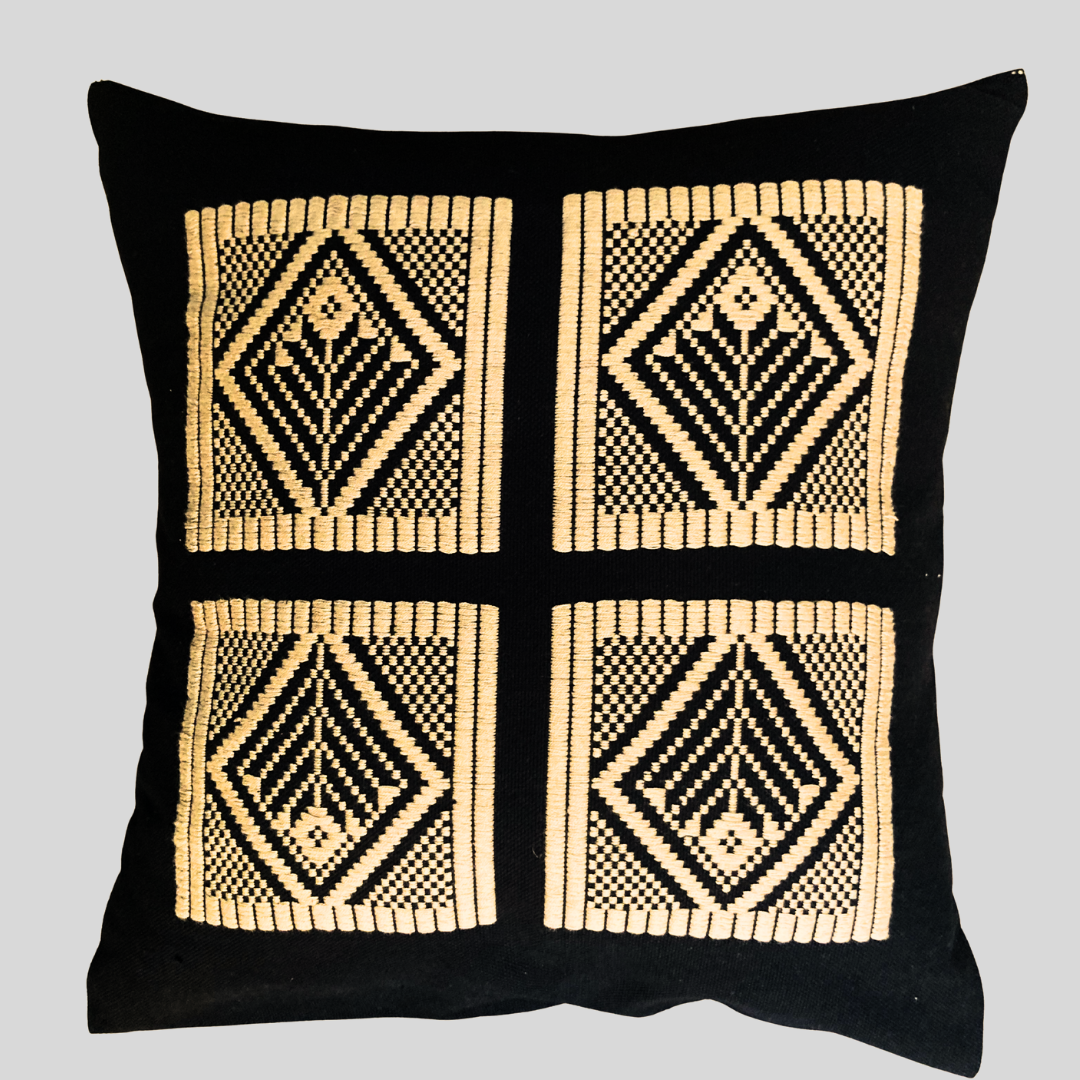 Dumbara Cushion Cover - Black & Beige (16 x 16)
