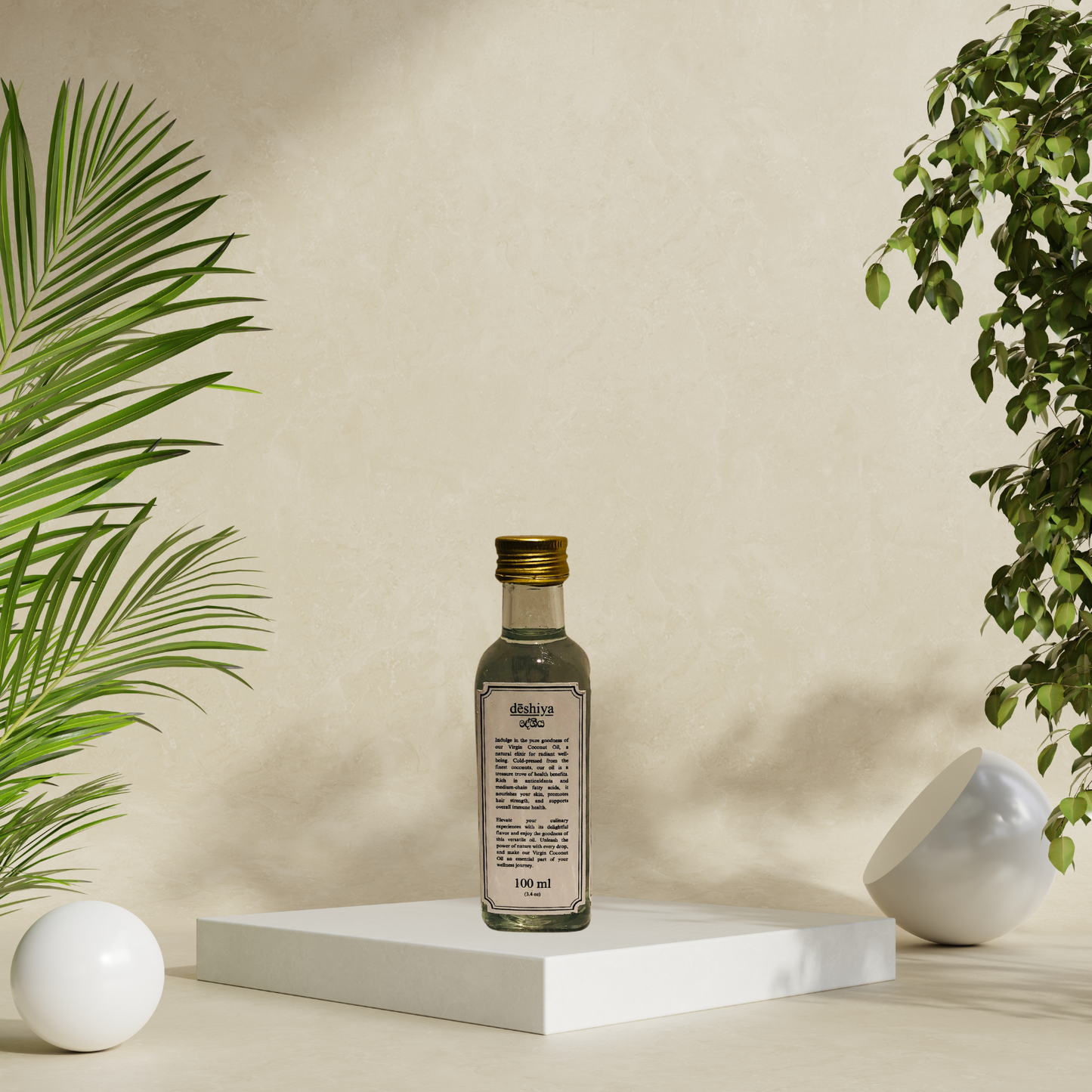 deshiya - Mawathagama Organic Coconut oil (100ml glass bottle)
