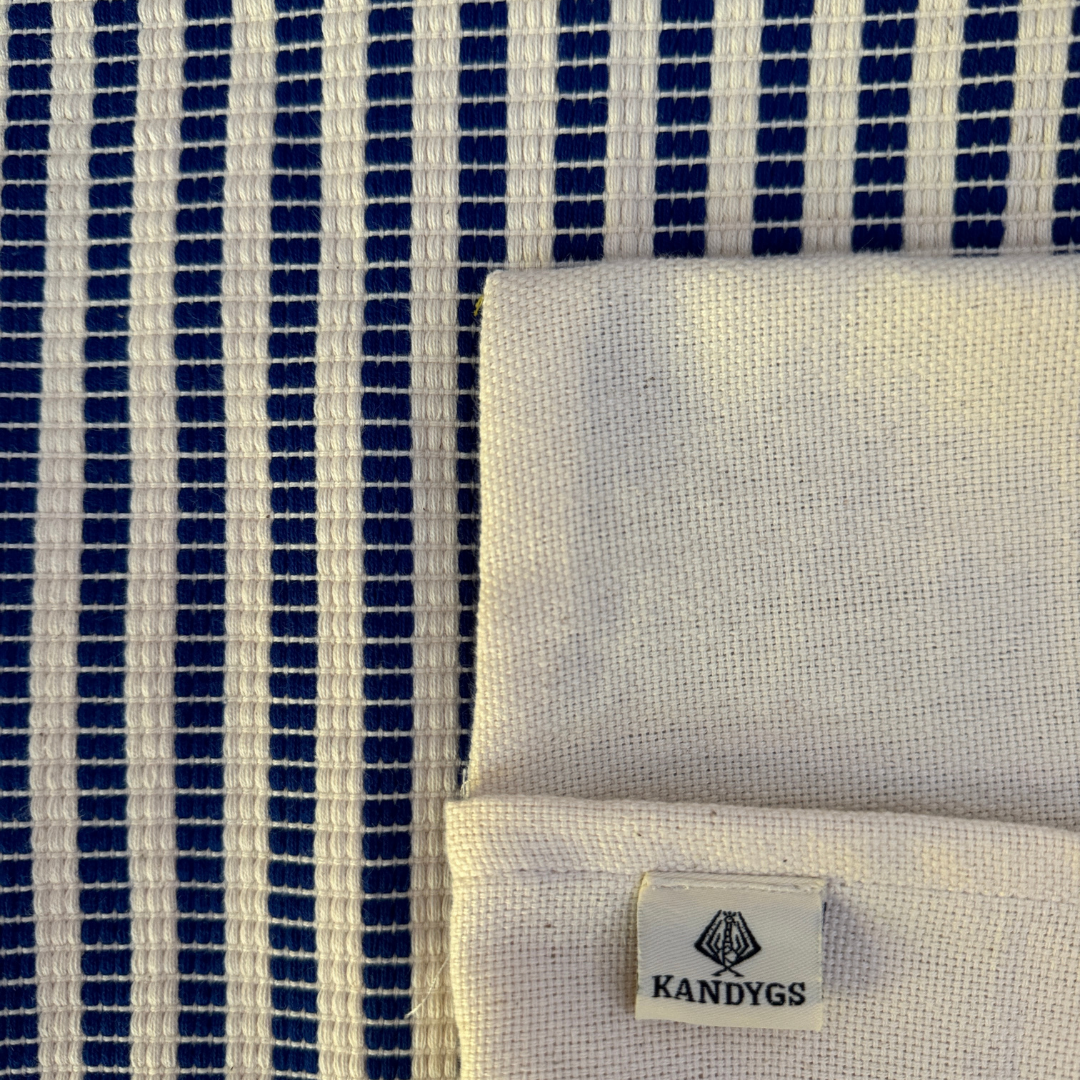 Dumbara Cushion Cover - Royal Blue & White Stripes I (16" X 16")
