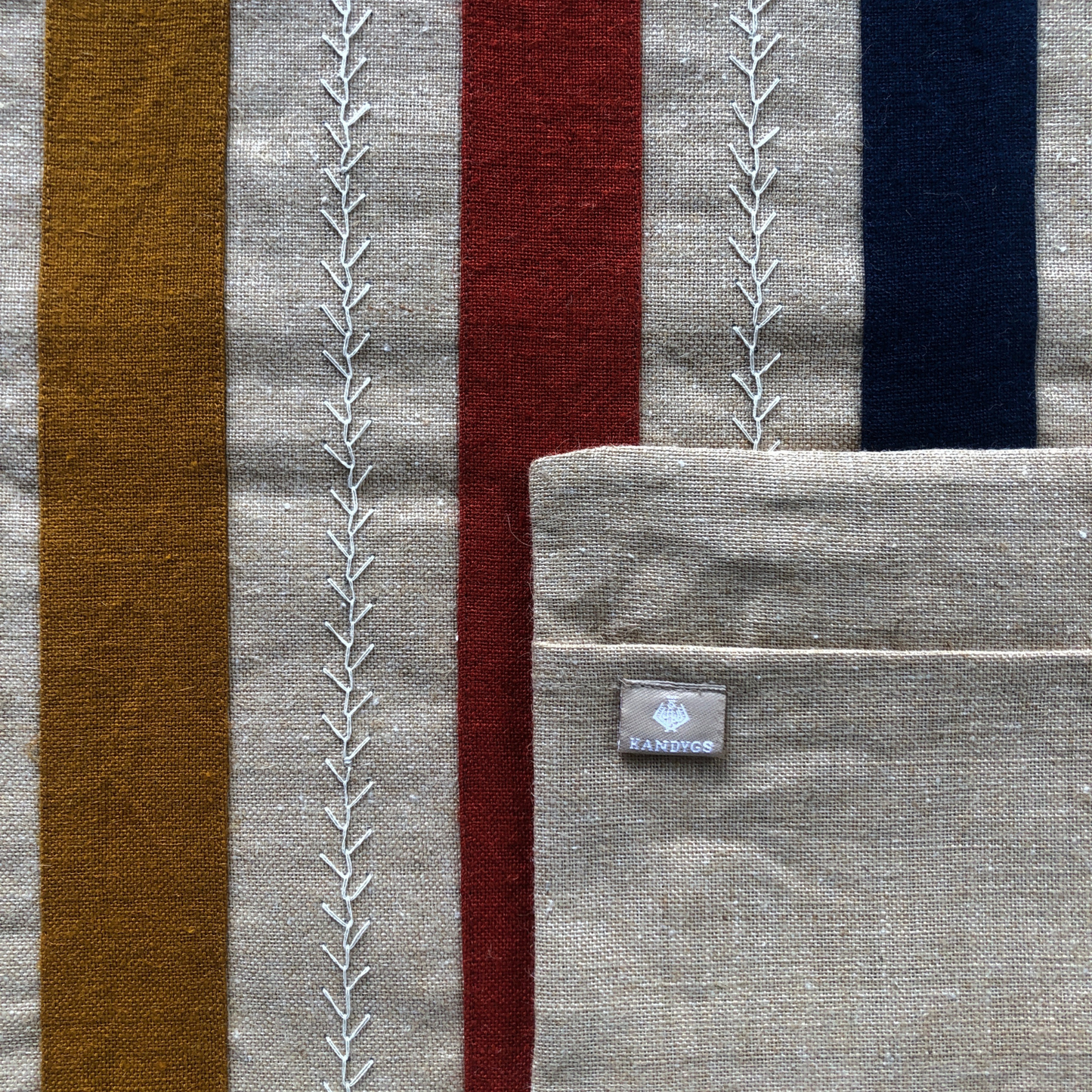 Jute Cushion Cover (16 x 16) - 3 Stripes