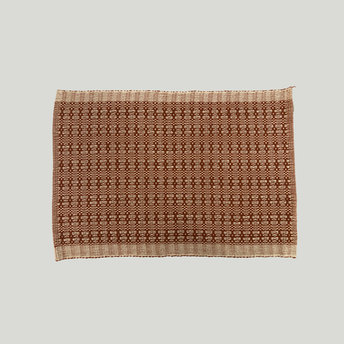 Designer Table Mat - Rust & White