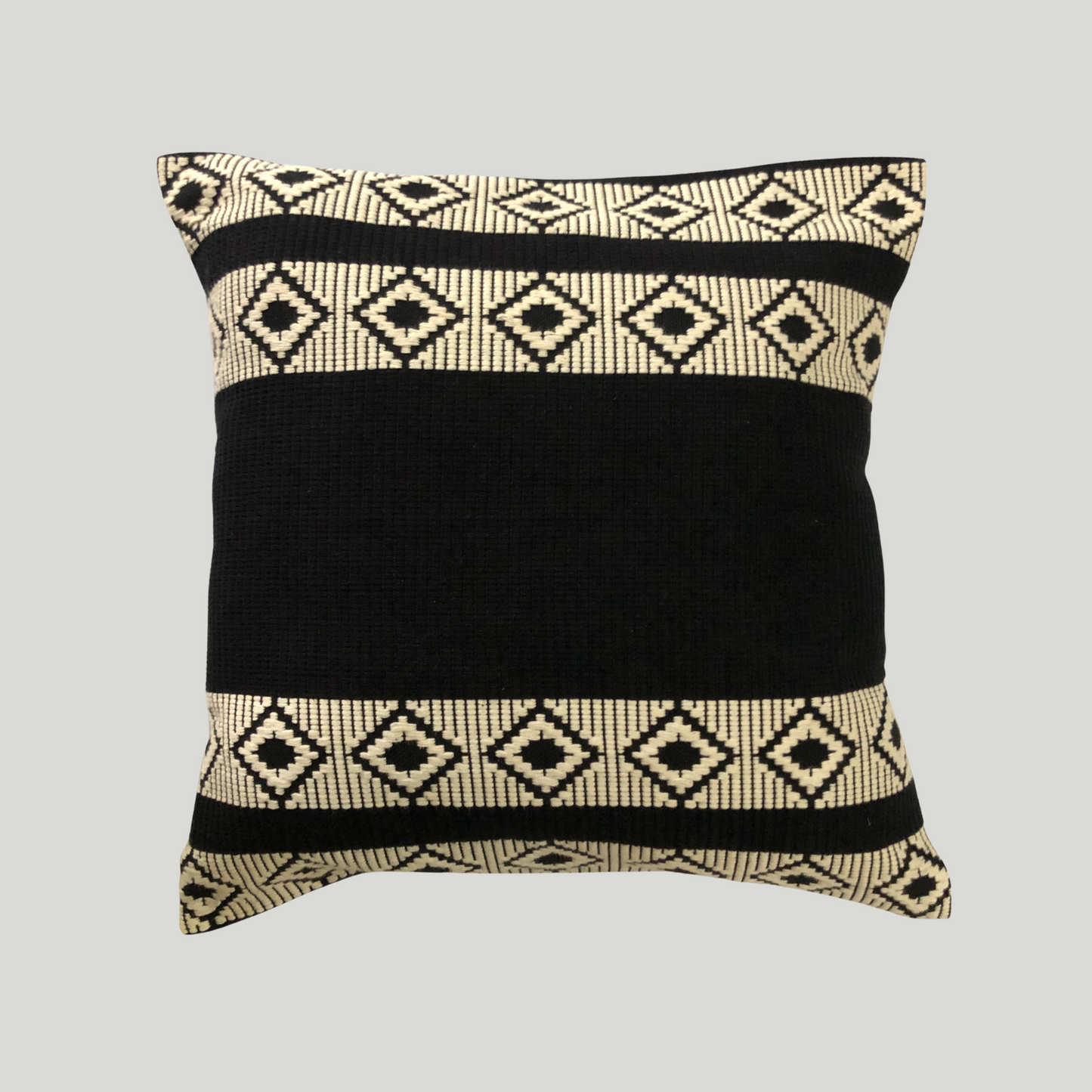 Dumbara Cushion Cover - Black & White Diamond 02 stripes (16" X 16")