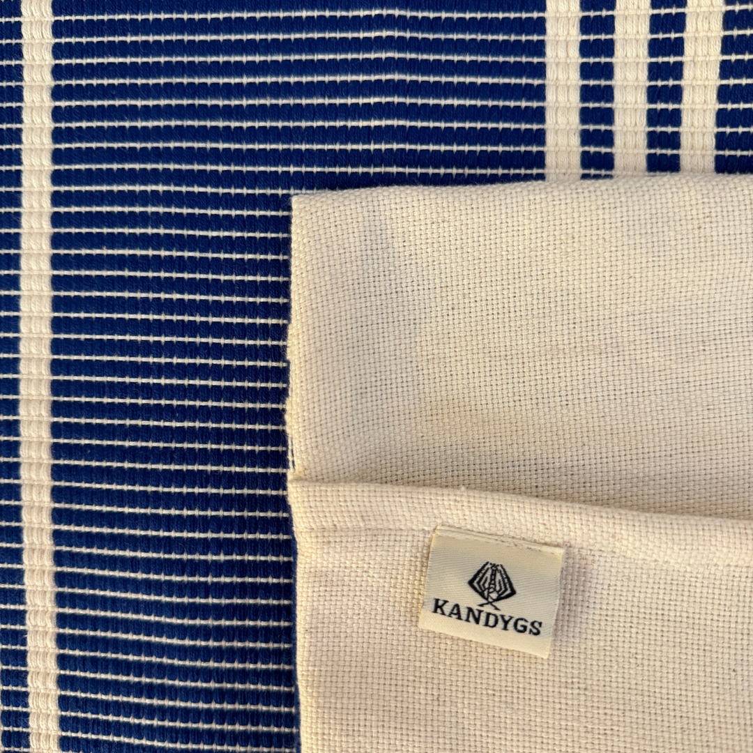 Dumbara Cushion Cover - Royal Blue & White Stripes II (16" X 16")