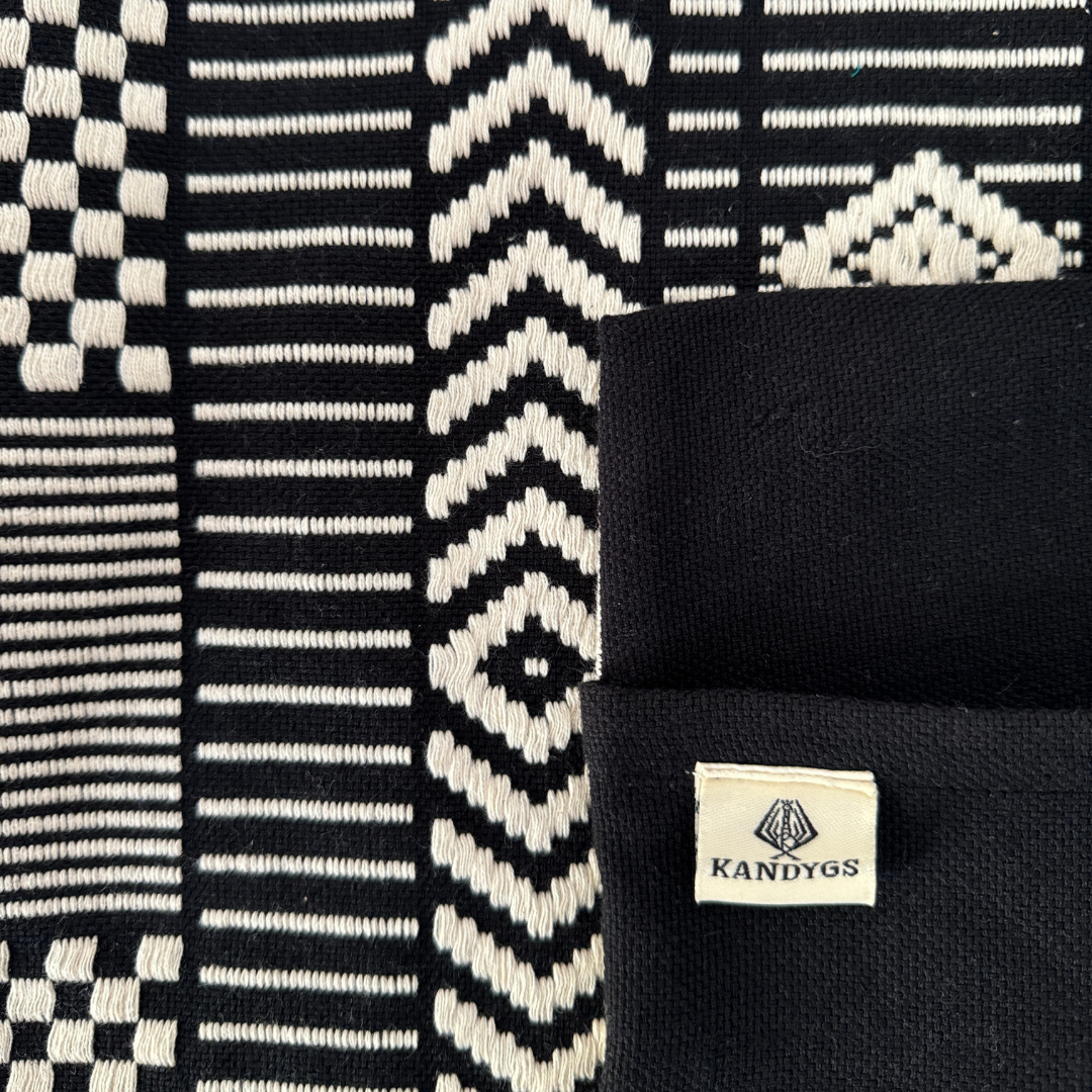 Dumbara Cushion Cover - Black & White Diamond stripes (16" X 16")