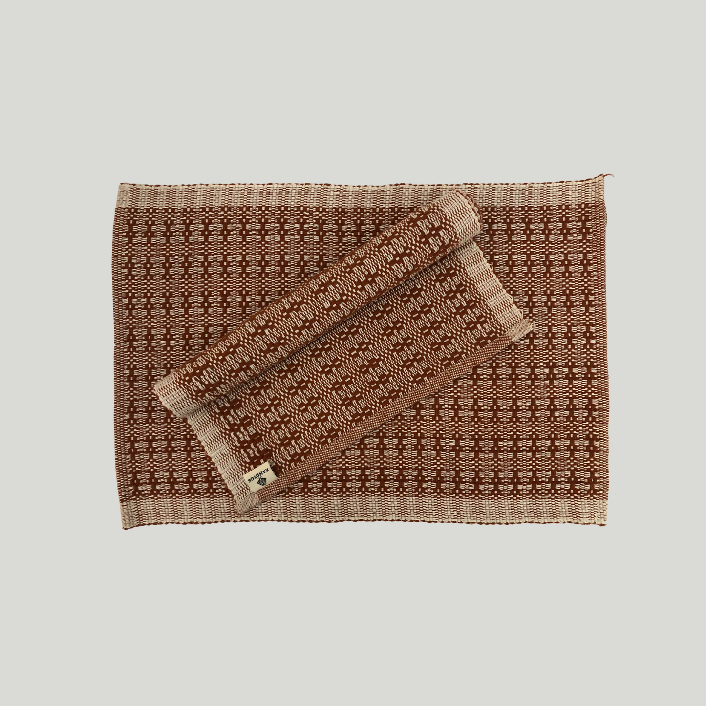 Designer Table Mat - Rust & White
