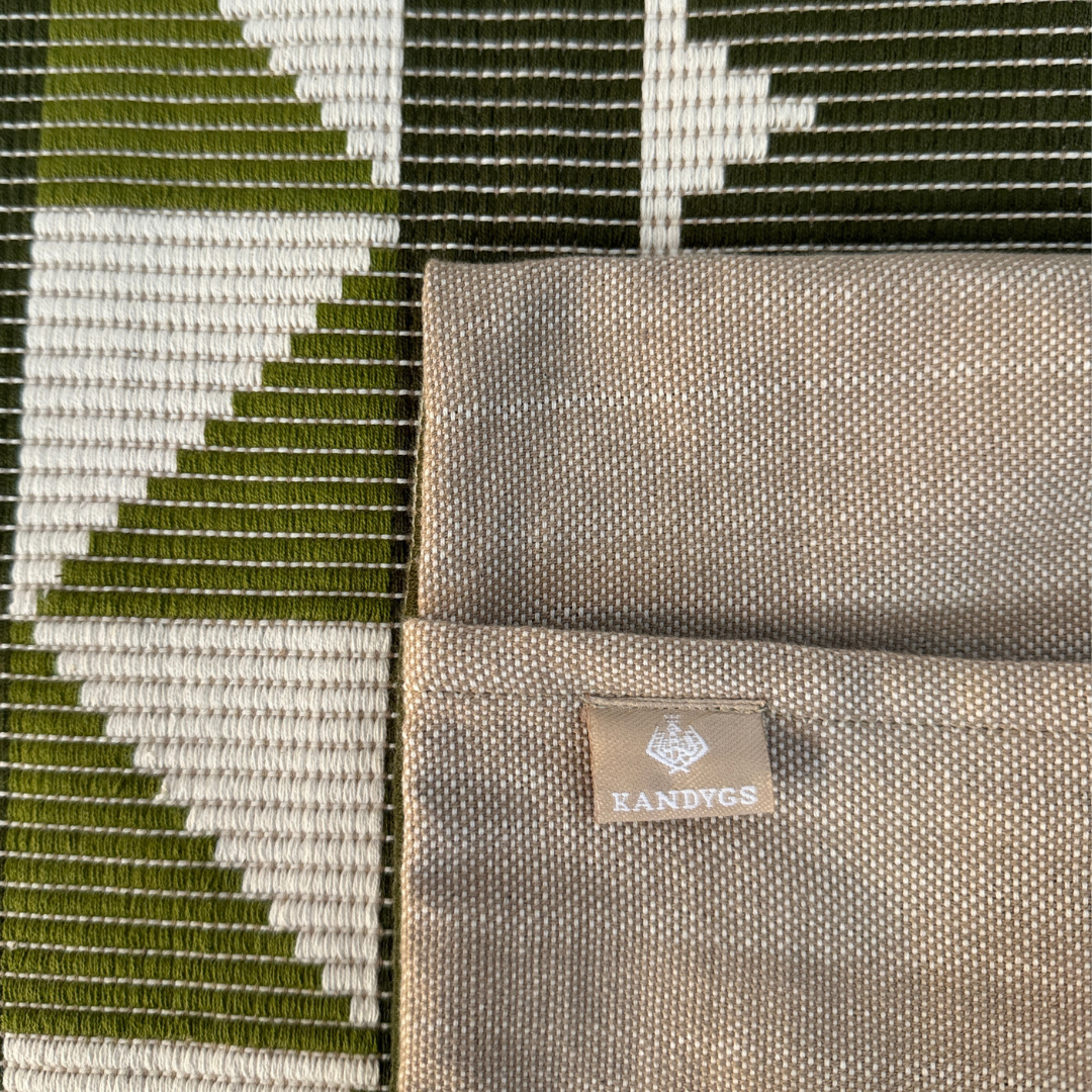 Dumbara Cushion Cover - Olive Green & White (16" X 16")