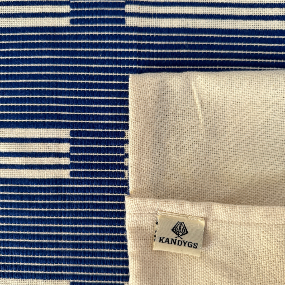 Dumbara Cushion Cover - Royal Blue & White Stripes III (16" X 16")