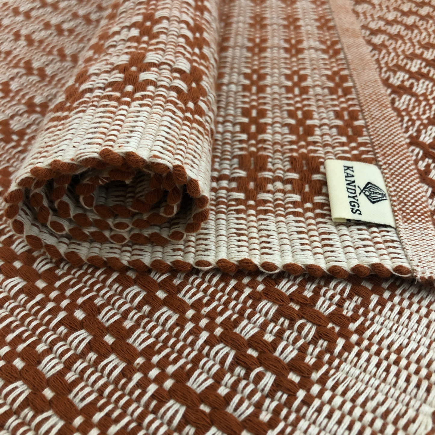 Designer Table Mat - Rust & White