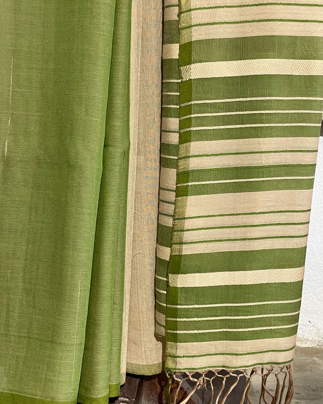 Saree-Green & Beige