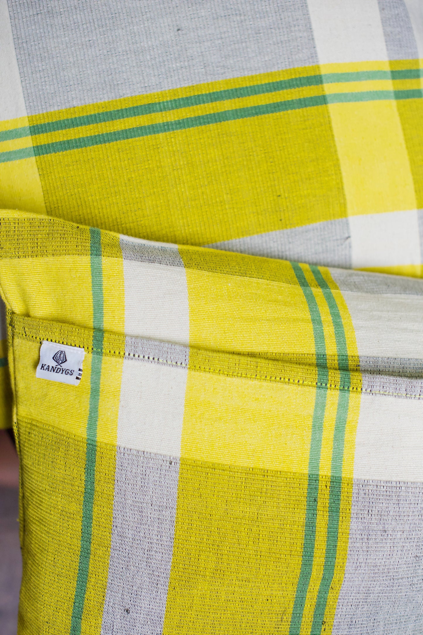 Cushion Cover - Lemon Yellow Green Strip Ribs (18" X 18")