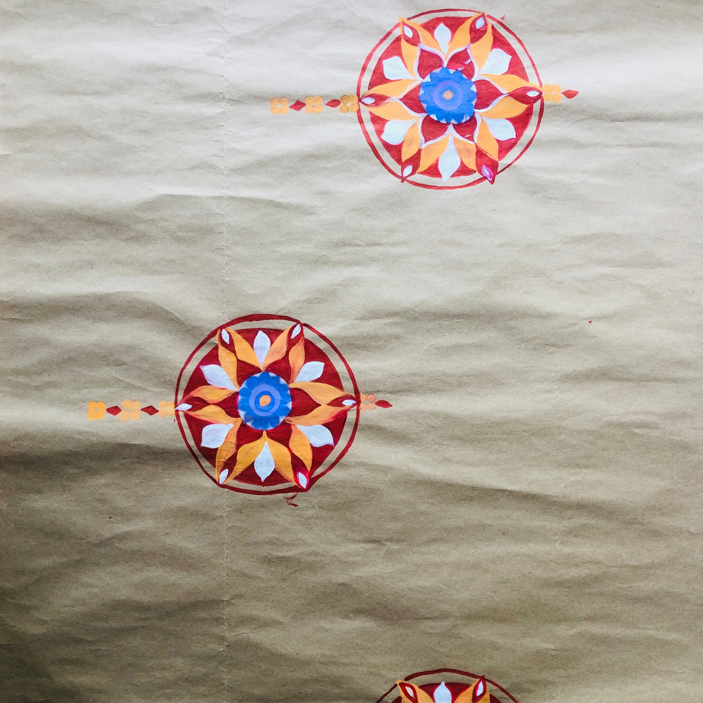 Hand Painted Gift Wrapping Papers - Palapethi (Red)