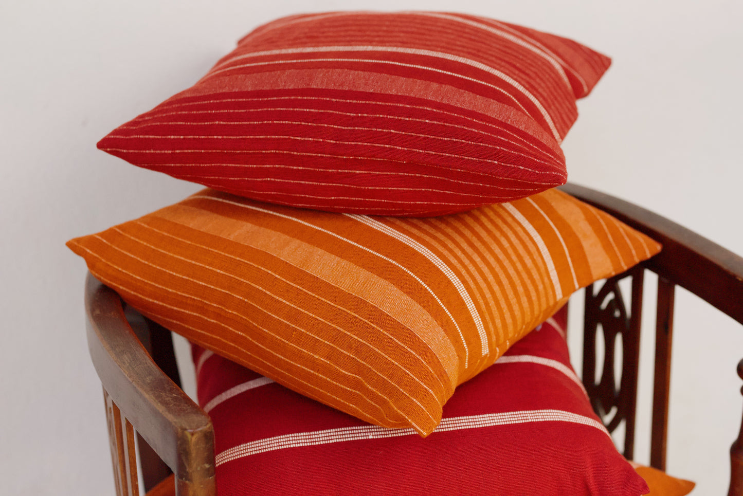 Cushion Cover -Red & White Ribs (16" X 16")