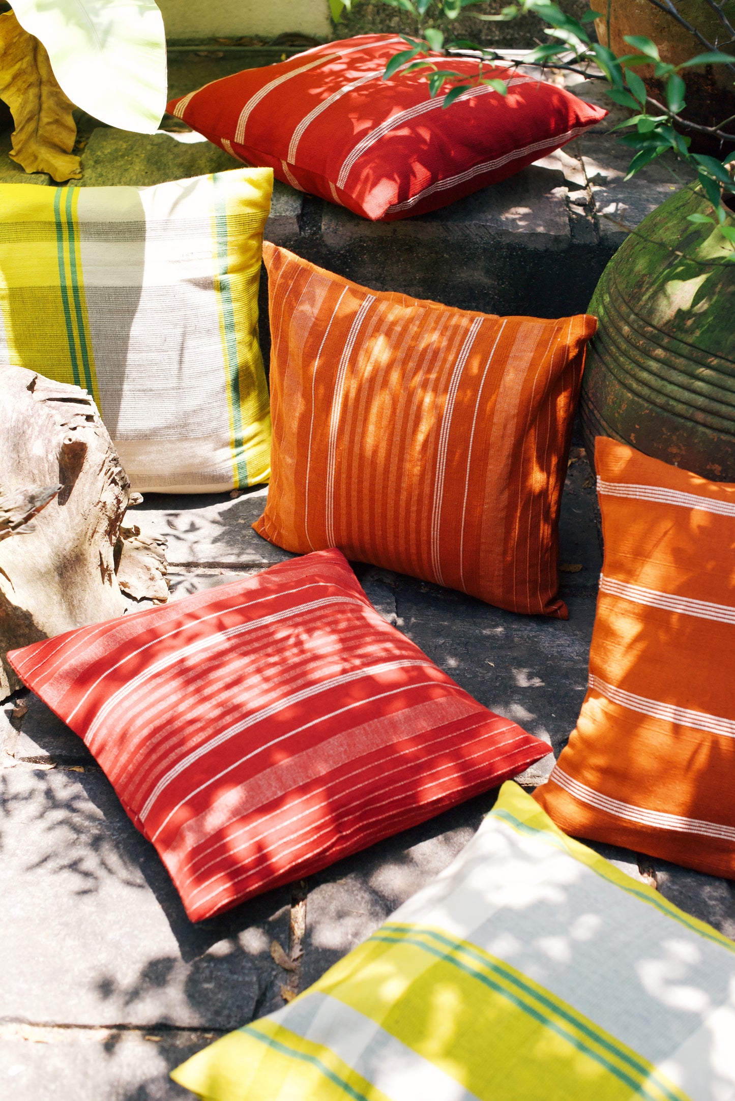 Cushion Cover - Lemon Yellow Green Strip Ribs (18" X 18")