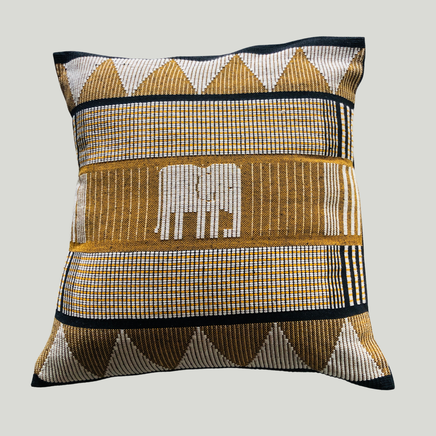 Dumbara Cushion Cover - Mustard Elephant (Baby) - (18" X 18")