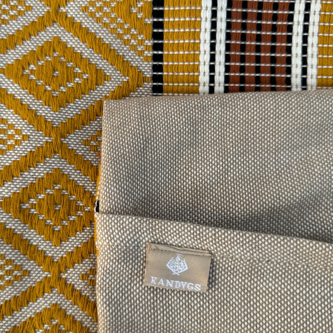 Dumbara Cushion Cover - Mustard & Rust Diamonds (16" X 16")