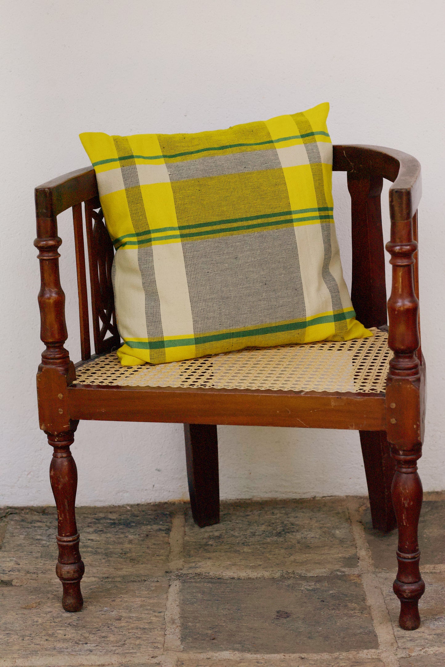 Cushion Cover - Lemon Yellow Green Strip Ribs (18" X 18")