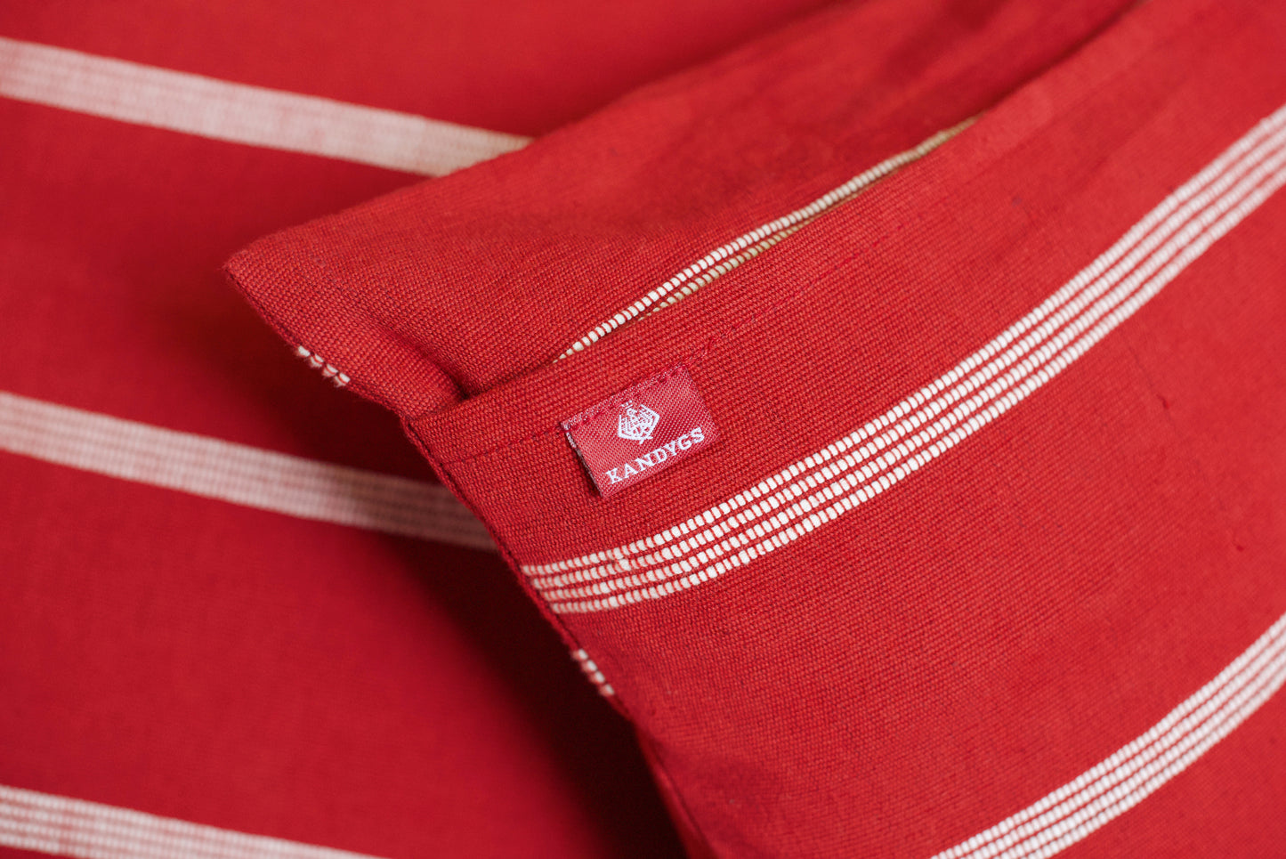 Cushion Cover -Red & White Ribs (16" X 16")