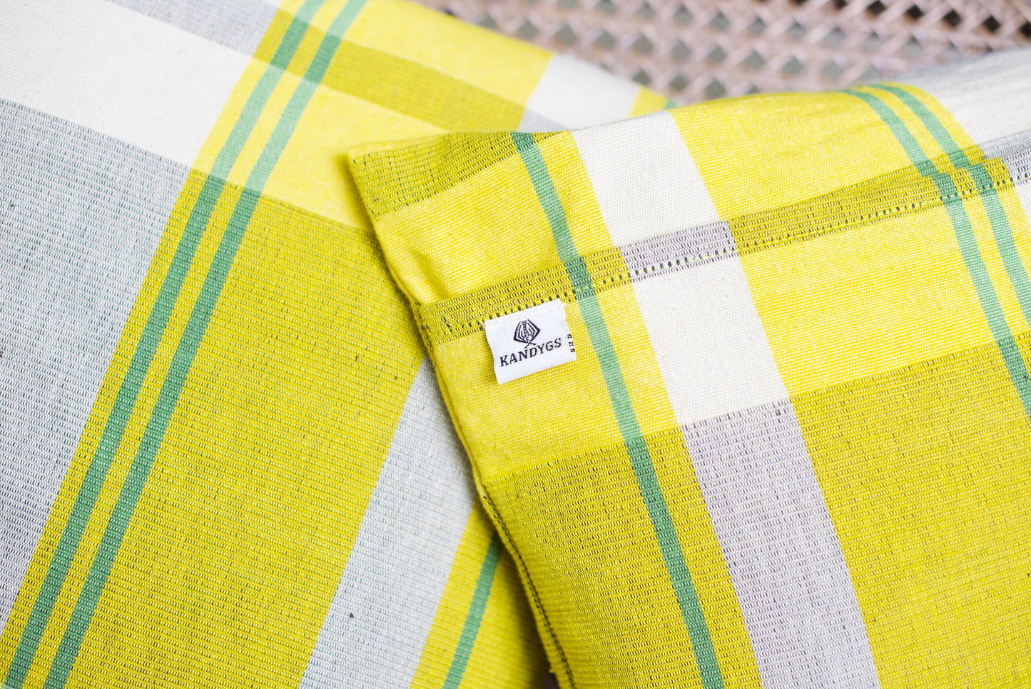 Cushion Cover - Lemon Yellow Green Strip Ribs (18" X 18")