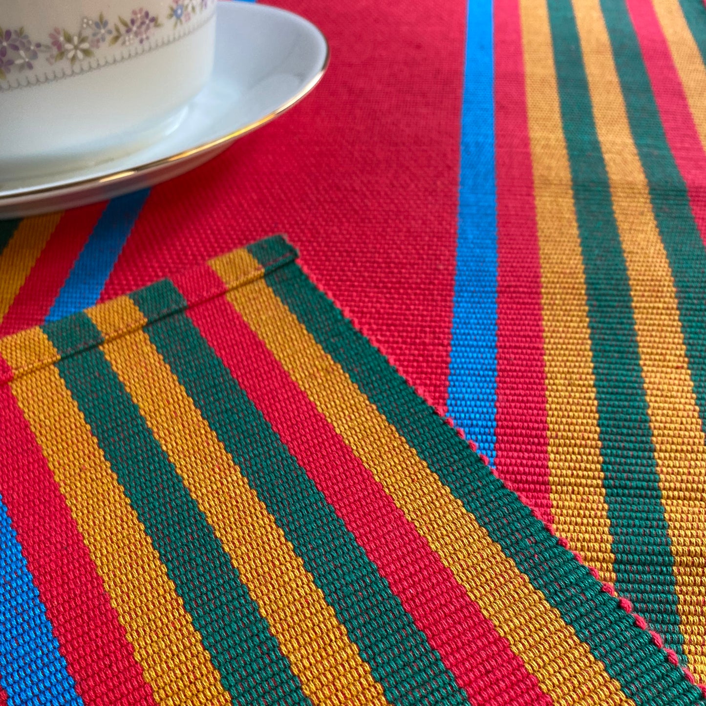 Table runner - Red with mustard and x' mas green