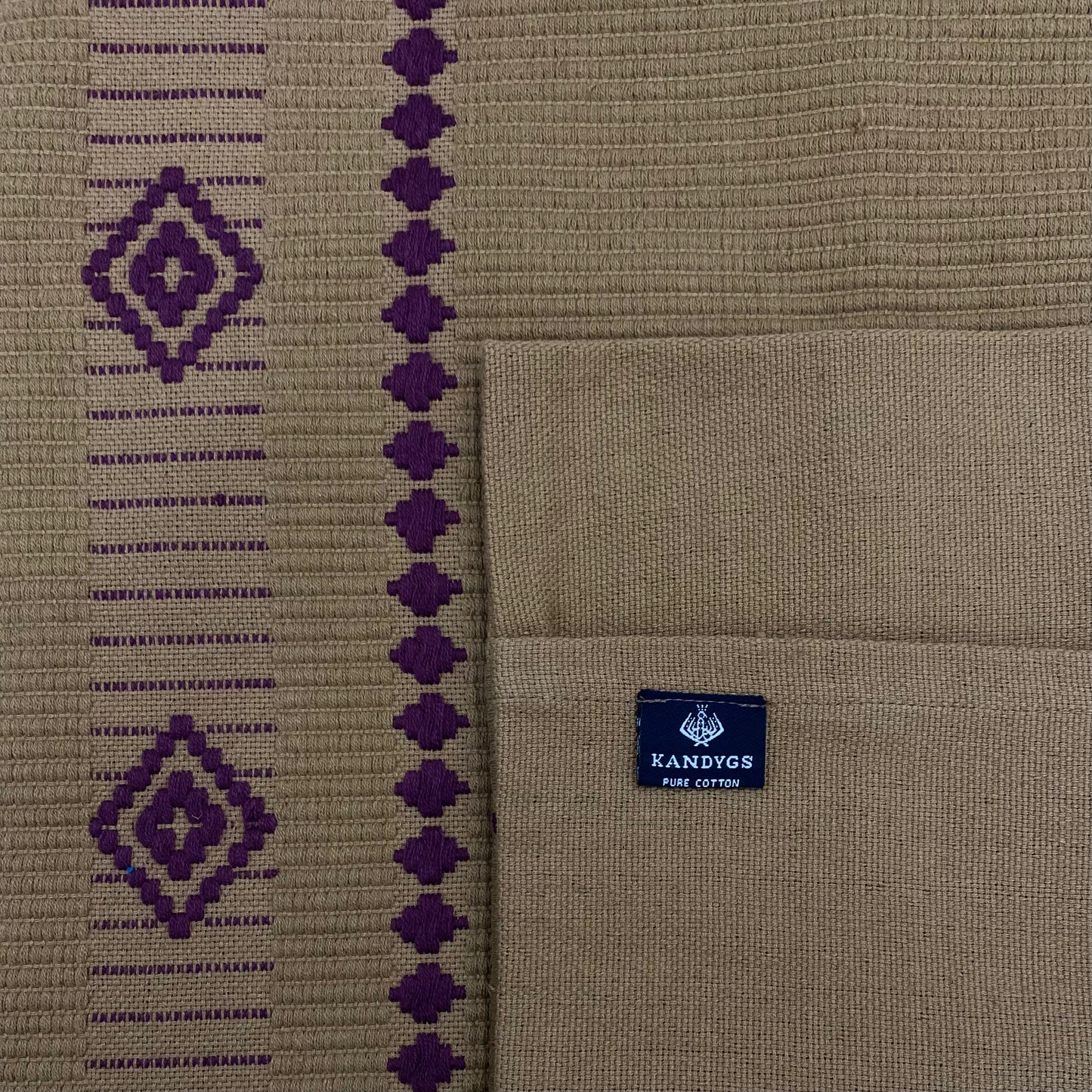 Dumbara Cushion Cover - Brown with Maroon Diamonds (16" X 16")