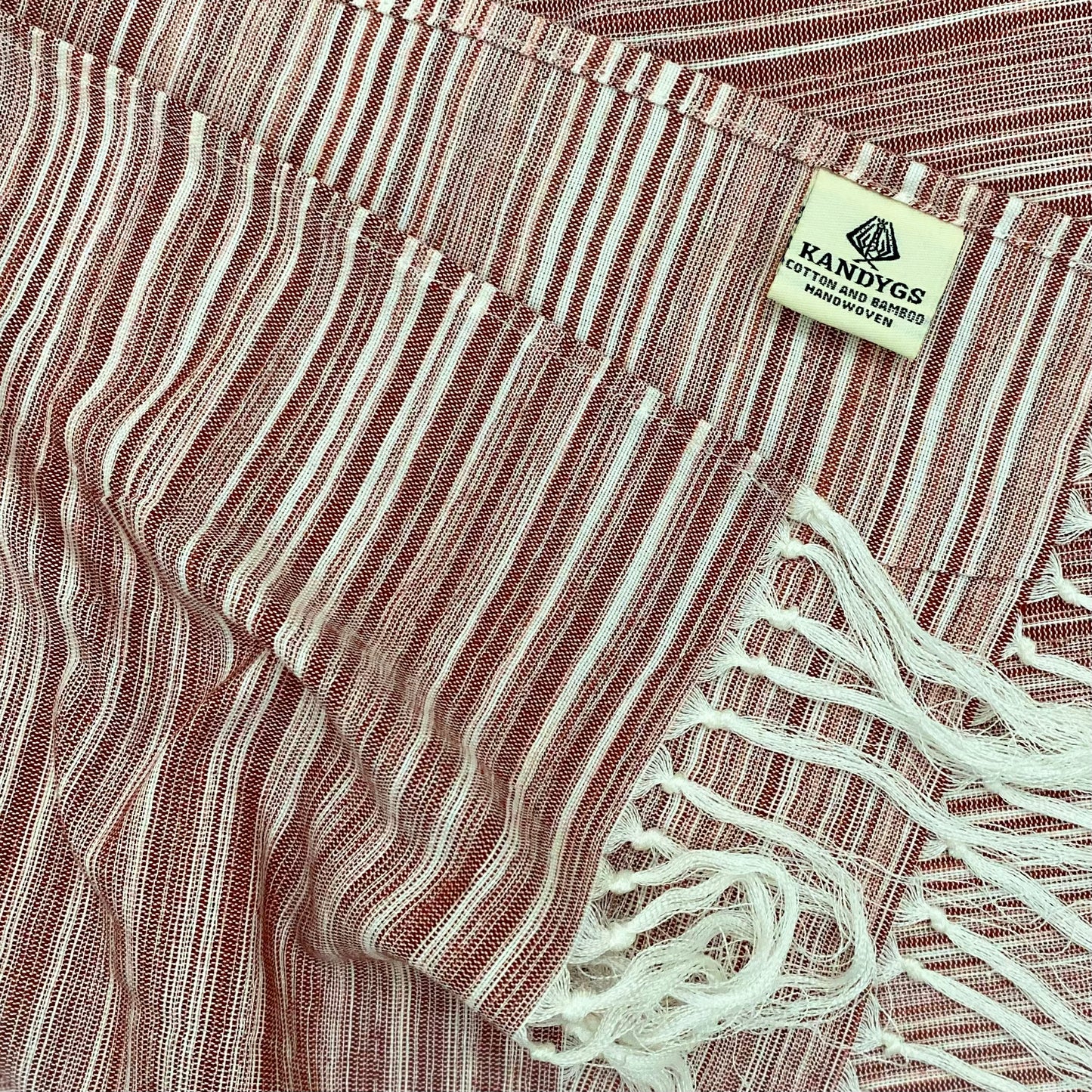 Shawl - Red & white stripes