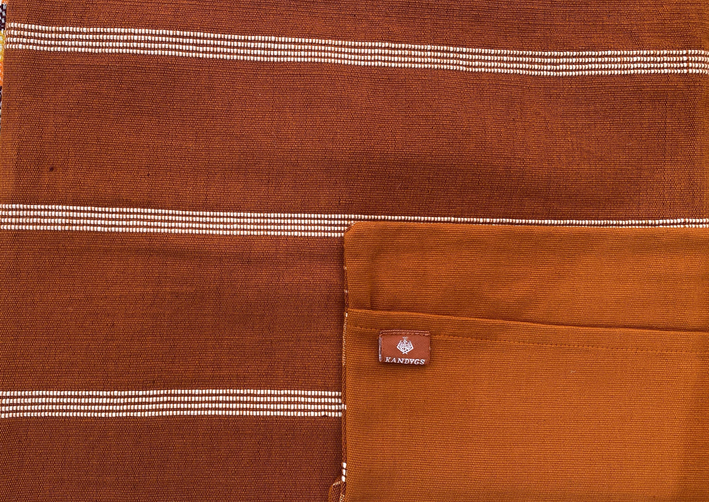 Cushion Cover - Burnt Orange & White Ribs (16" X 16")