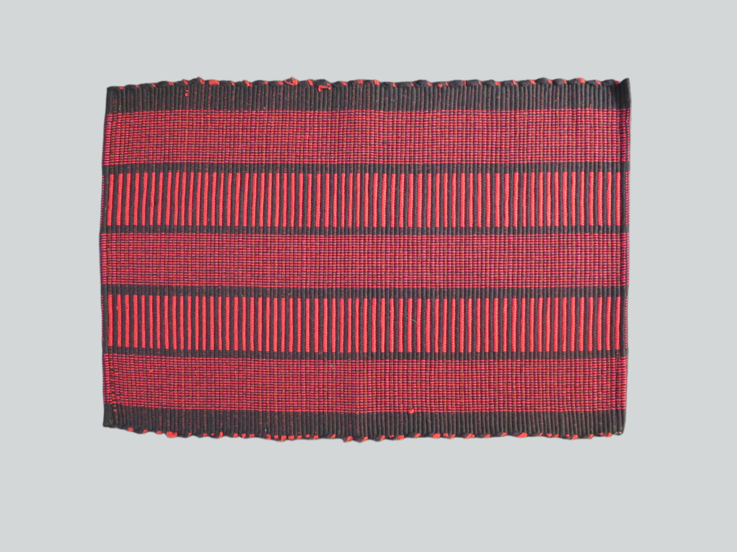 Table Mats + Serviettes (Set of 4) Red & Black Strips