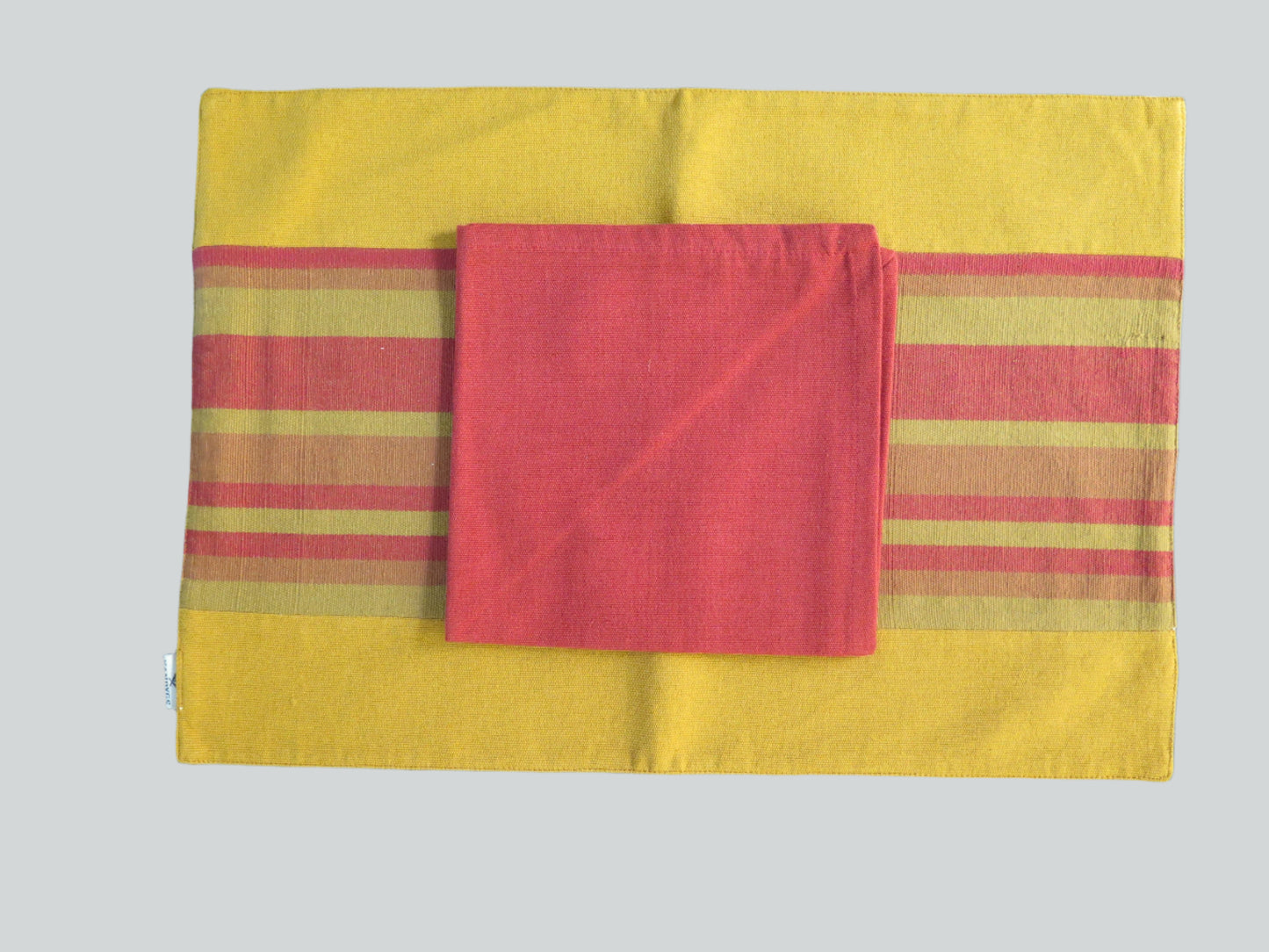 Table Mats + Serviettes (Set of 4) Mustard & Red