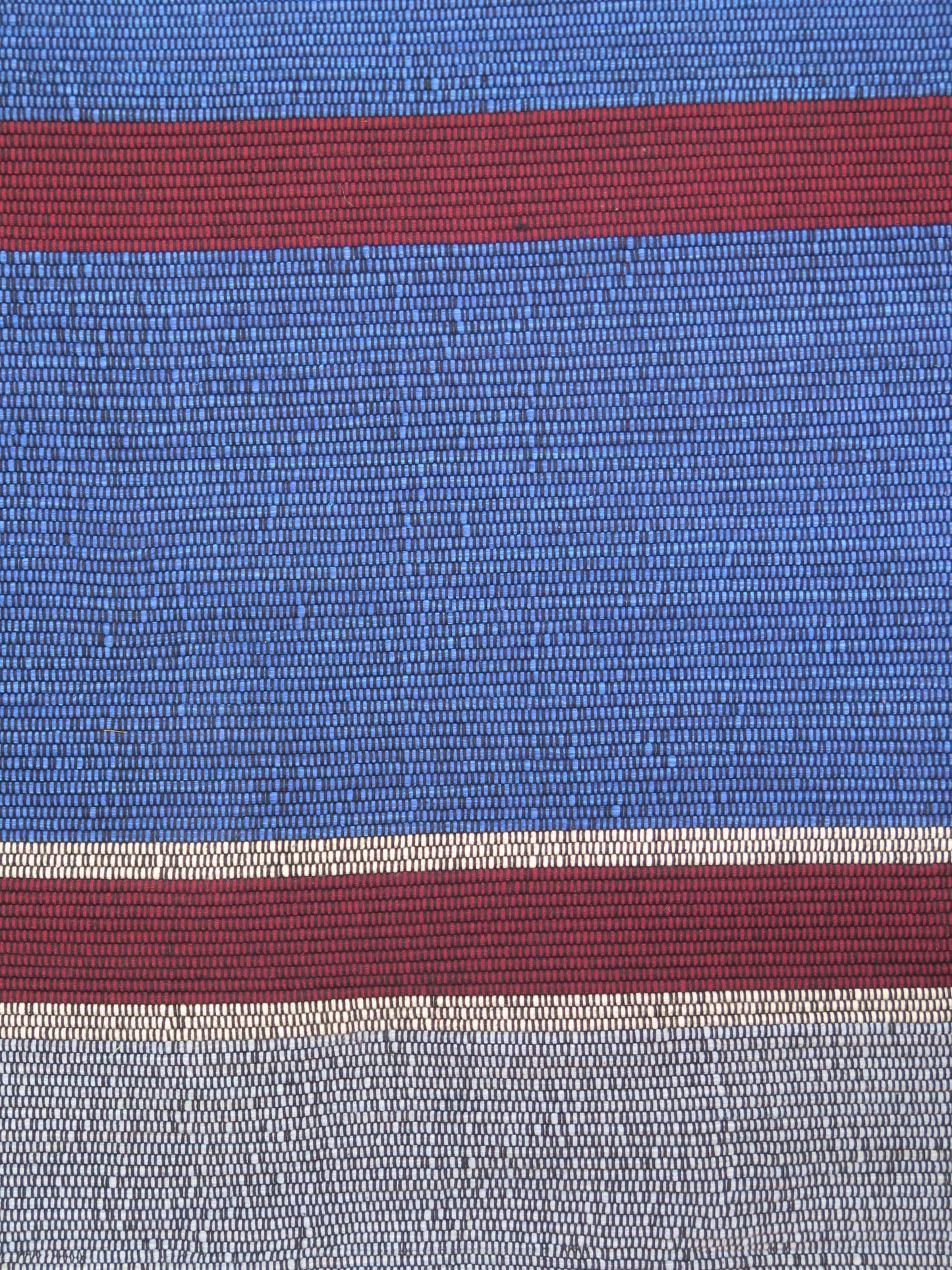 Rug - Blue, Marron & White Stripes