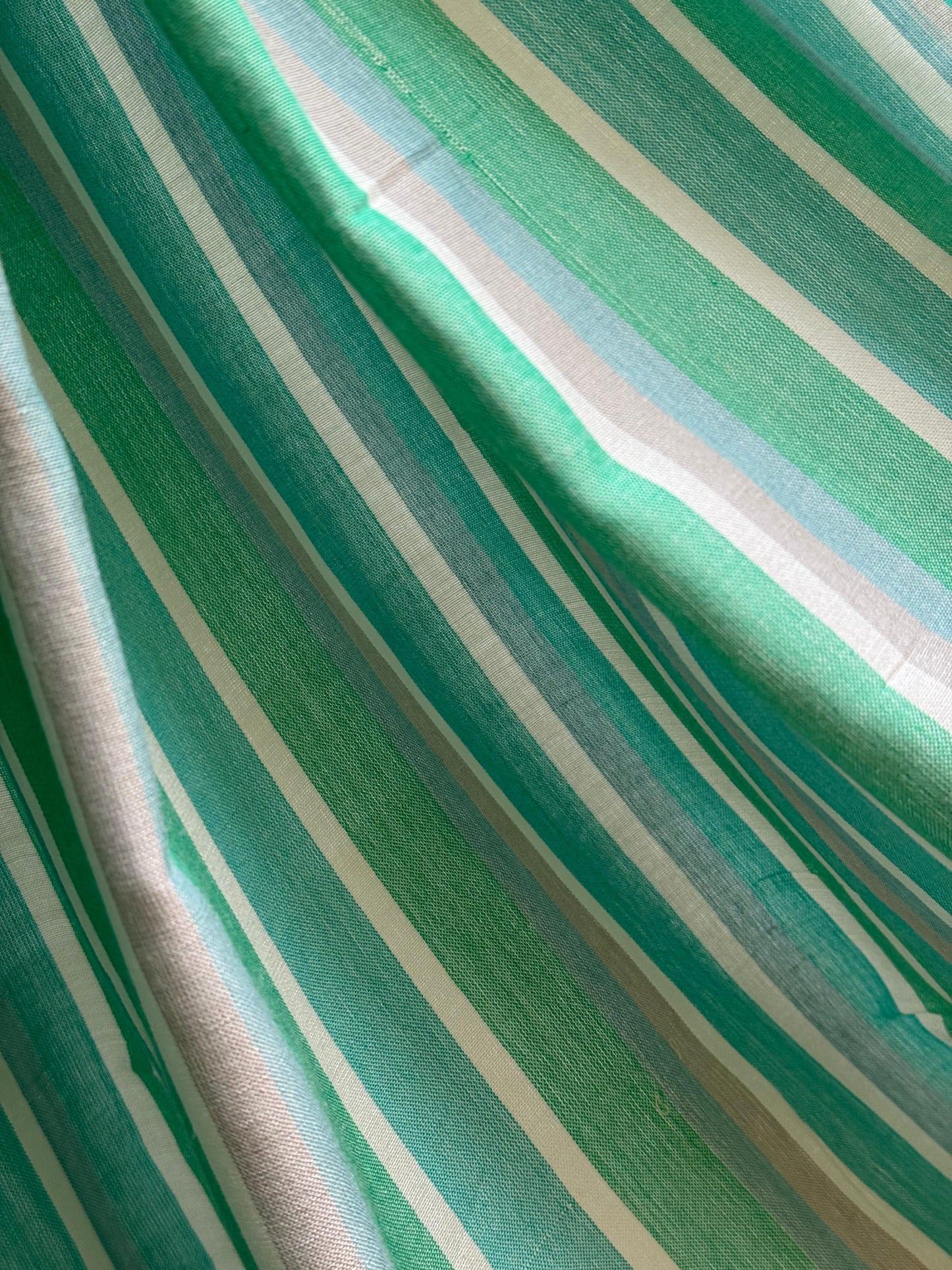 Saree - Green Yellow White Stripes