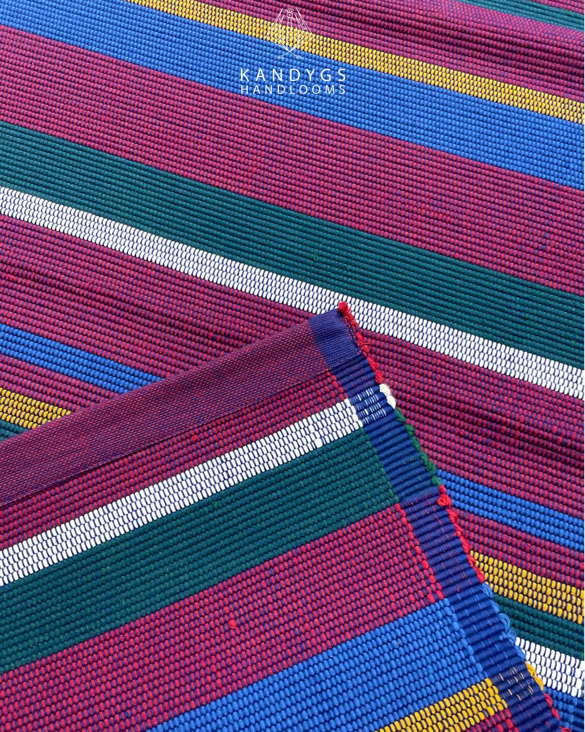 Floor rug -horizontal stripes in purple, blue, teal, white