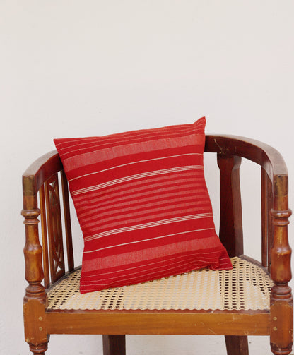 Cushion Cover -Red & White Ribs (16" X 16")