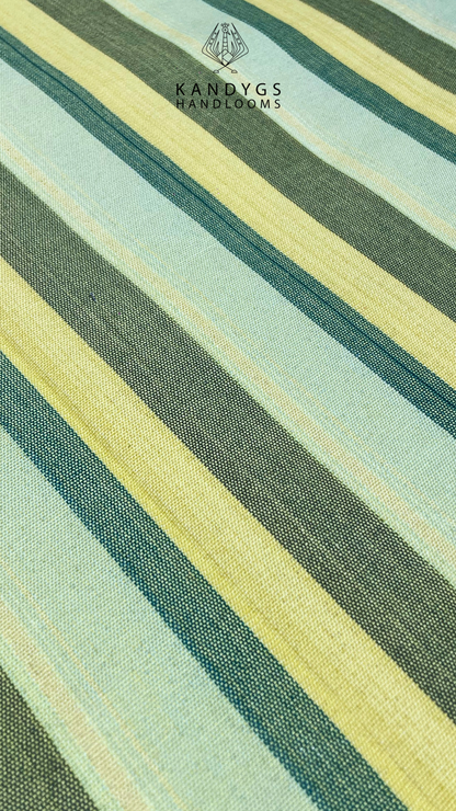 Cotton Bed Sheet 100 X 100 Green & Yellow Stripes