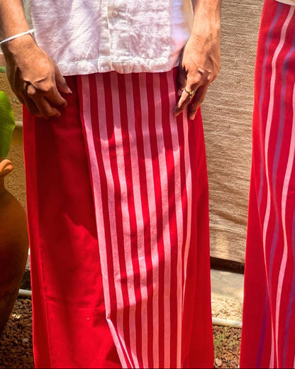 Red Sarong with White Stripes