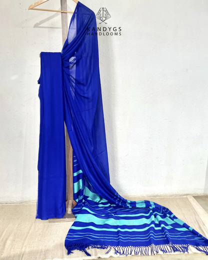 Saree Bamboo - Royal blue and teal striped