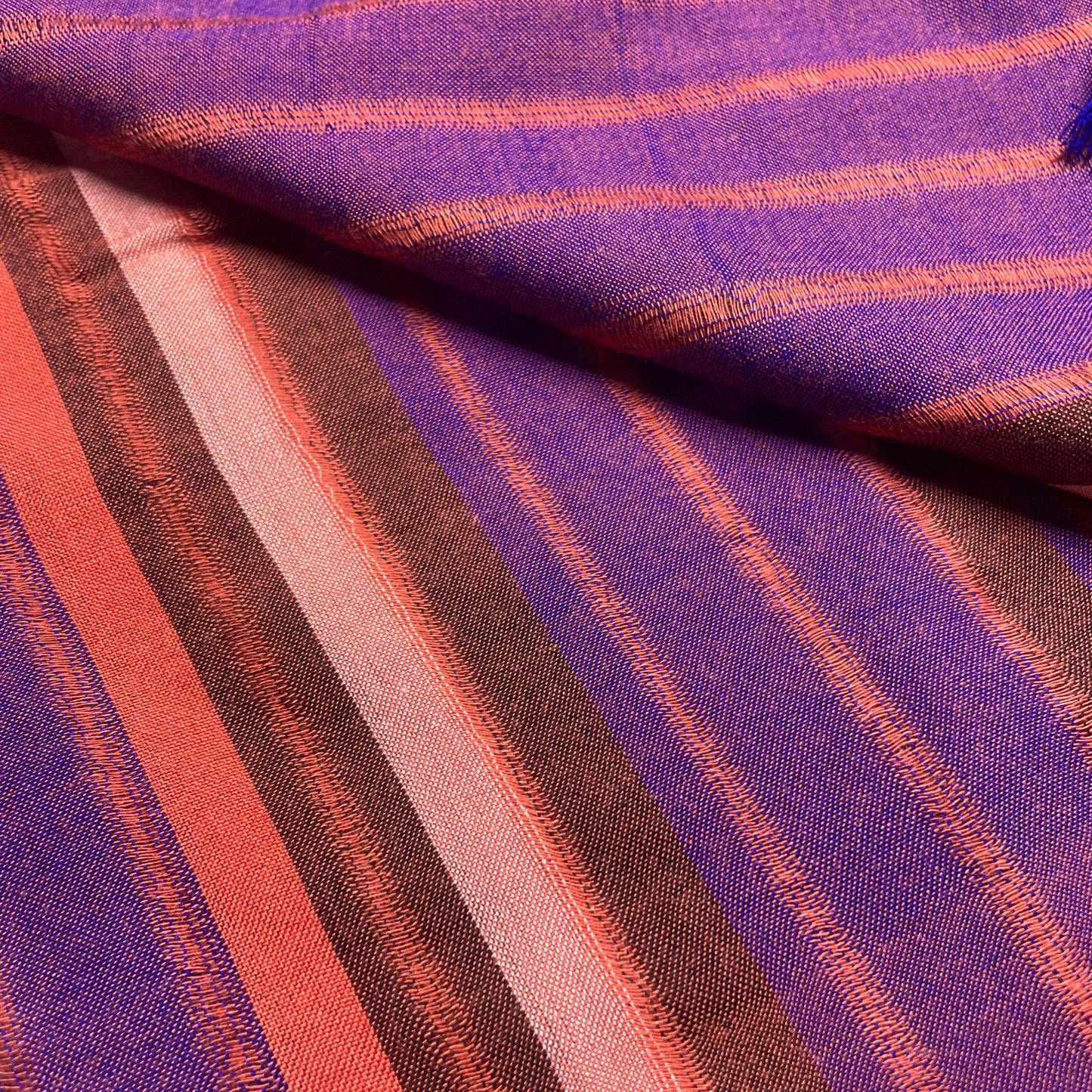 Shawl - Indigo & Peach stripes iii