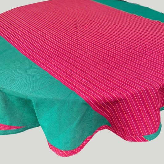 Round table cloth - red & green stripes ( 4 seater - 60Q )