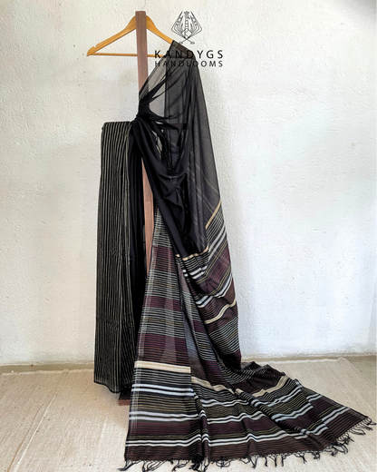 Saree  Bamboo Black & Ash  with Gold Threads