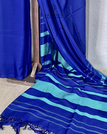 Saree Bamboo - Royal blue and teal striped
