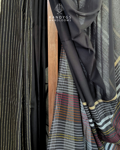 Saree  Bamboo Black & Ash  with Gold Threads