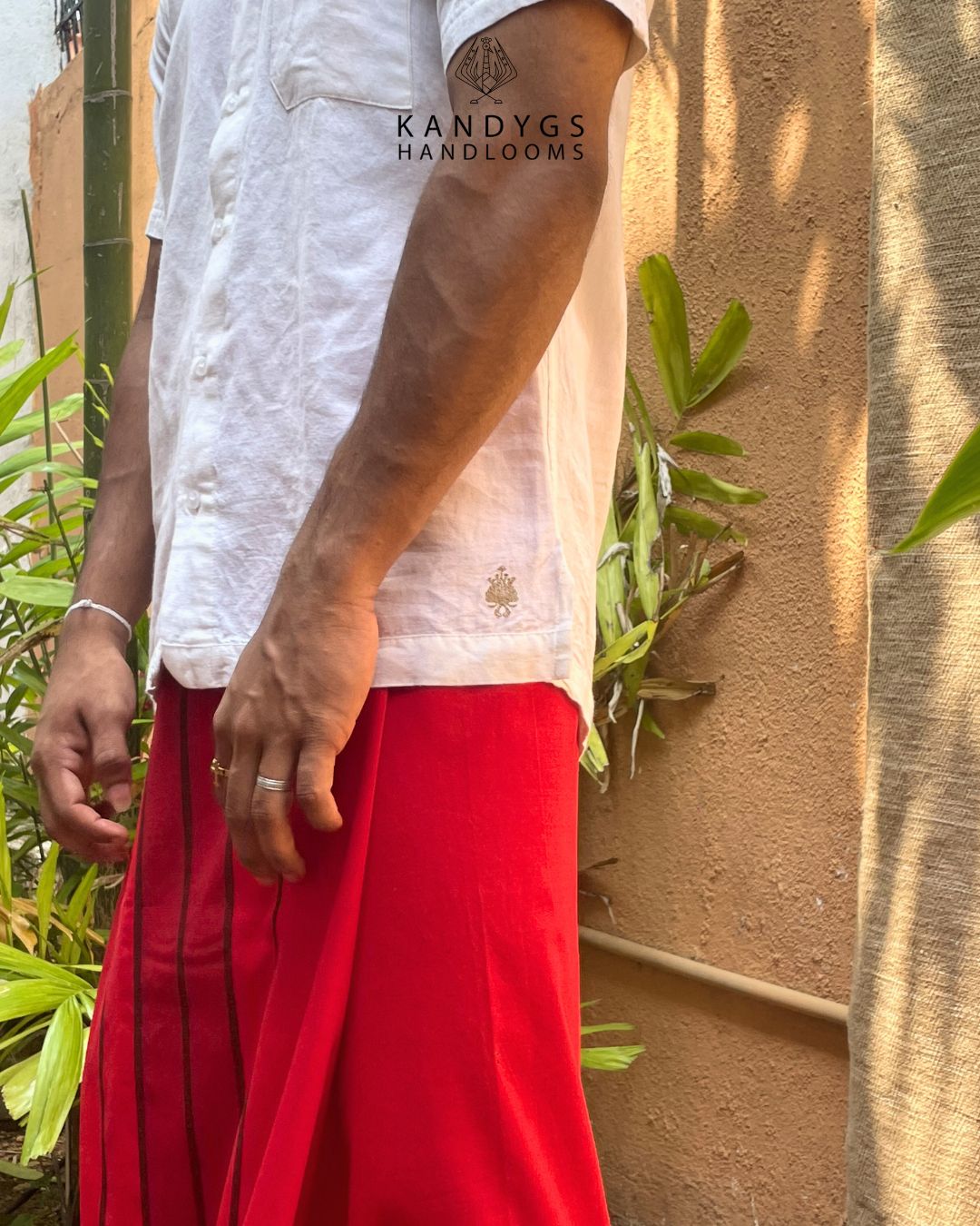 Red Sarong with Black Stripes