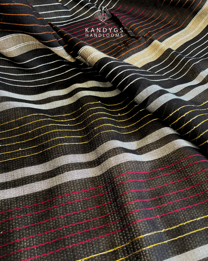 Saree  Bamboo Black & Ash  with Gold Threads