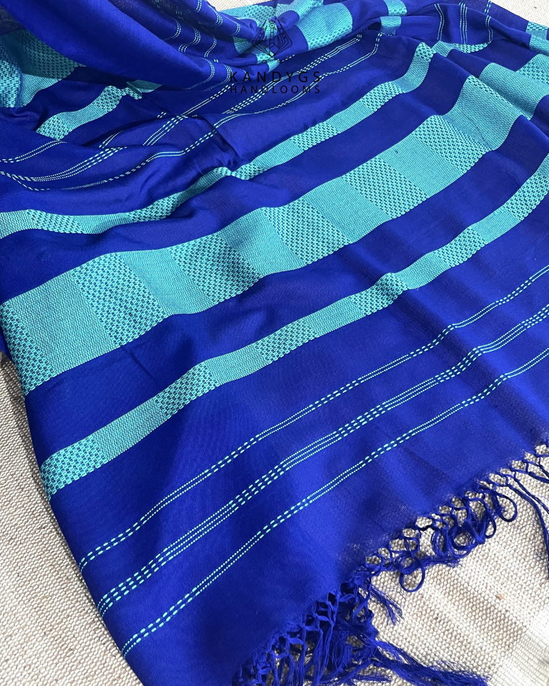 Saree Bamboo - Royal blue and teal striped