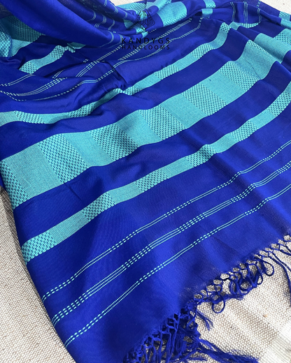 Saree Bamboo - Royal blue and teal striped
