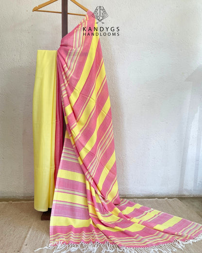 Saree  Bamboo Pink & Yellow