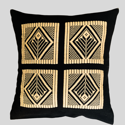Dumbara Cushion Cover - Black & Beige (16 x 16)