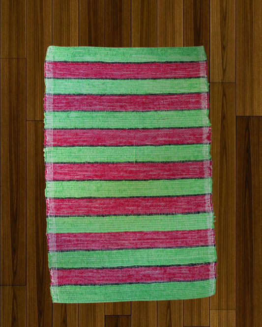 Floor rug - Green & Red Stripes