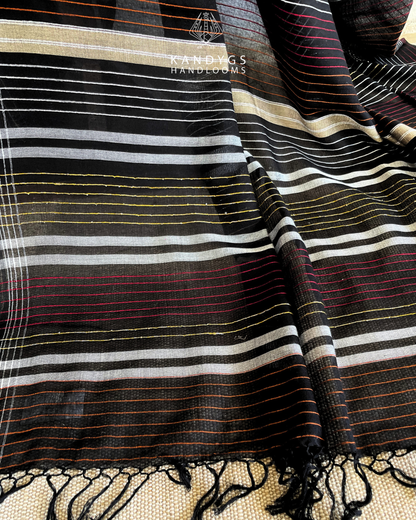 Saree  Bamboo Black & Ash  with Gold Threads
