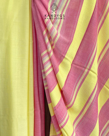 Saree  Bamboo Pink & Yellow
