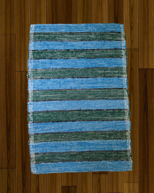 Floor rug - Green & Blue Stripes
